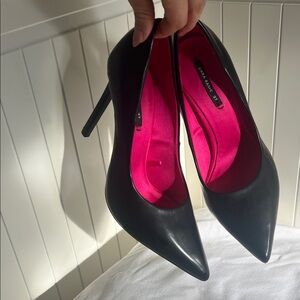 Zara basic Black Heels with Pink Interior